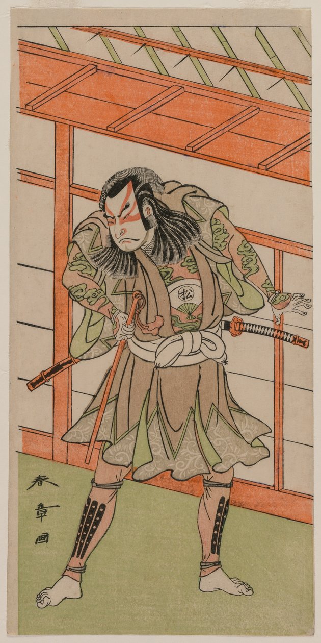 俳優の尾上松助。 作： 勝川春章
