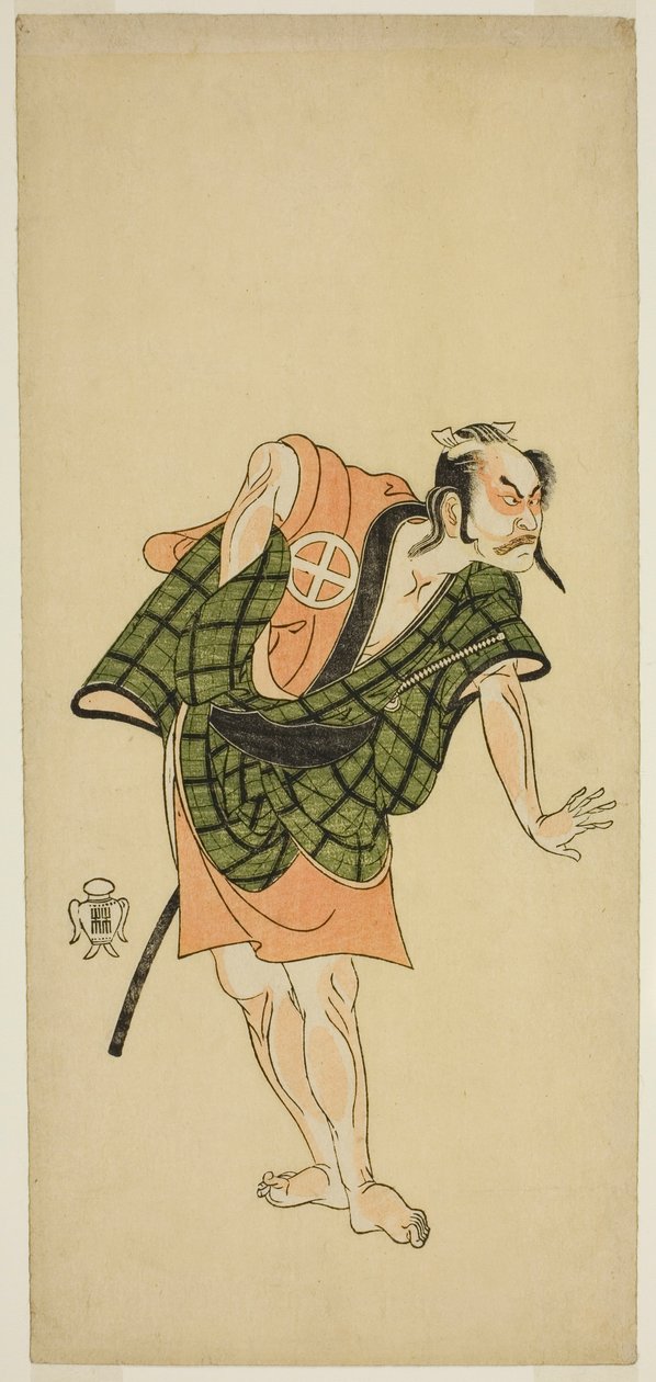 三代目大谷浩二、鬼男新左衛門役（?）文心姿見蘇我（？）、1765年二月、森田座（？）で上演 作： 勝川春章