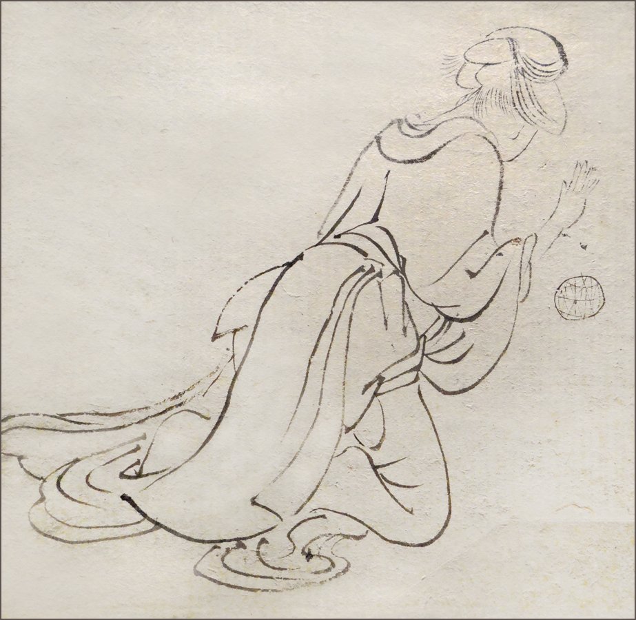 後ろから学ぶ女性 作： 北斎勝鹿