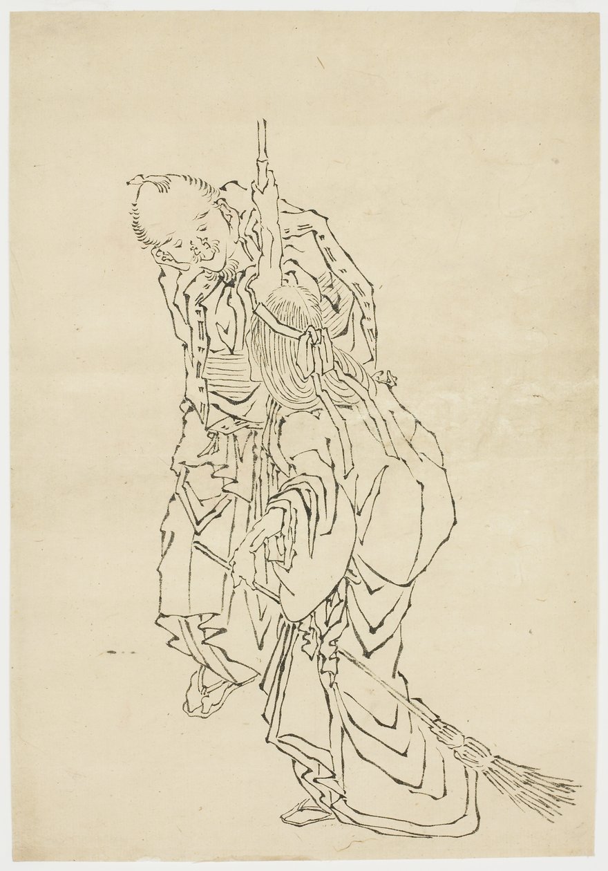 ジョーとウバ;高砂のテーマ、ca。 1815-1849（紙にインク） 作： 葛飾北斎