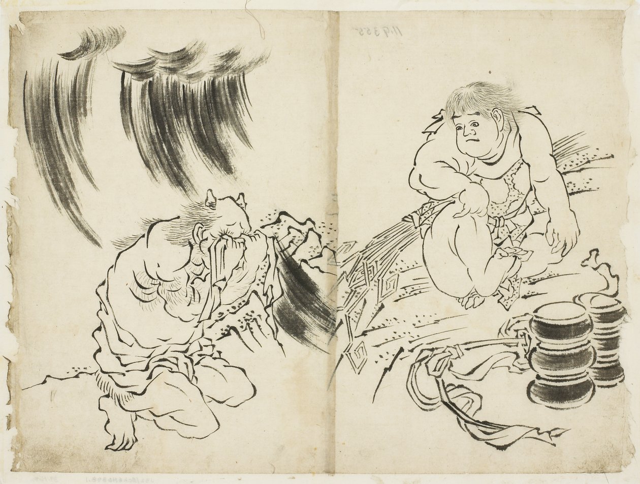 嵐の擬人化と金太郎と
1815-1849年頃（紙にインク 作： 葛飾北斎