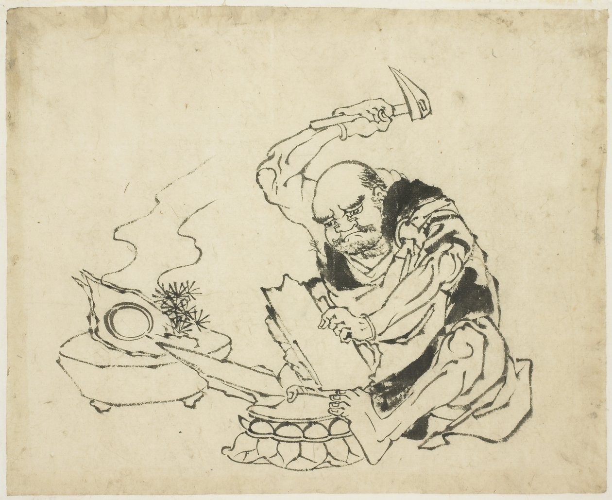 仏像を燃やす禅僧
(1815年～1849年頃 紙にインク 作： 葛飾北斎