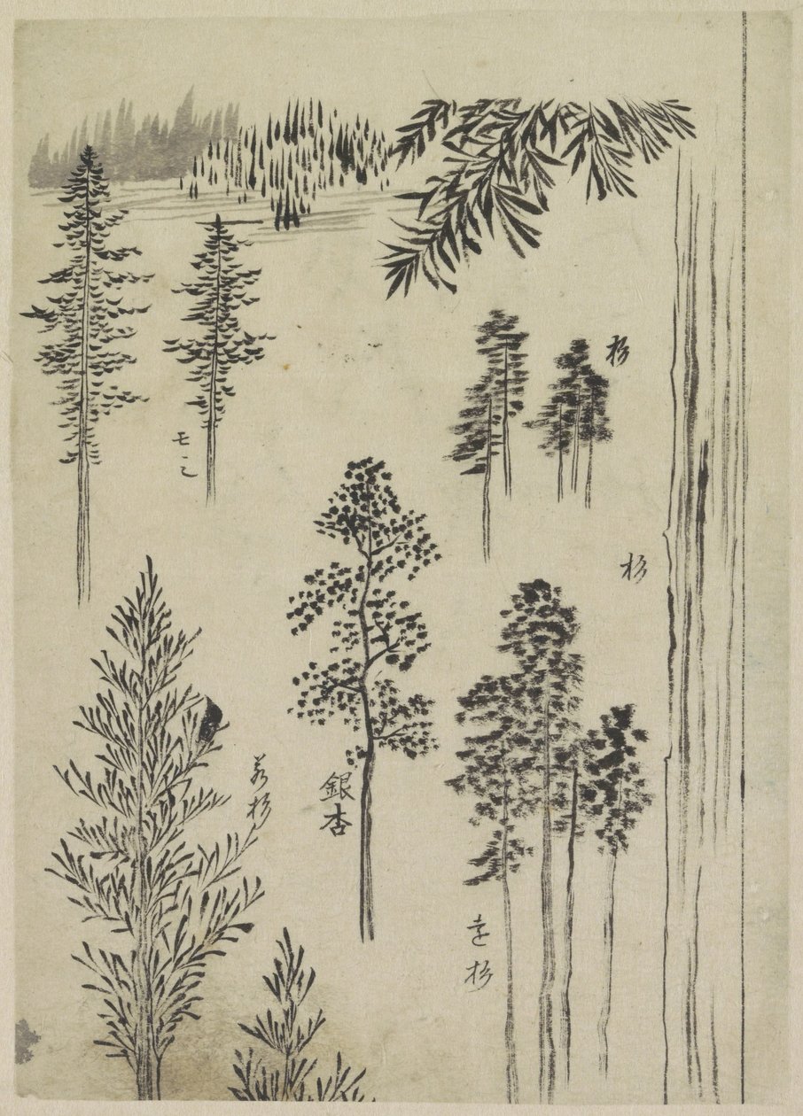木々のある風景 作： 葛飾北斎（たぶん）