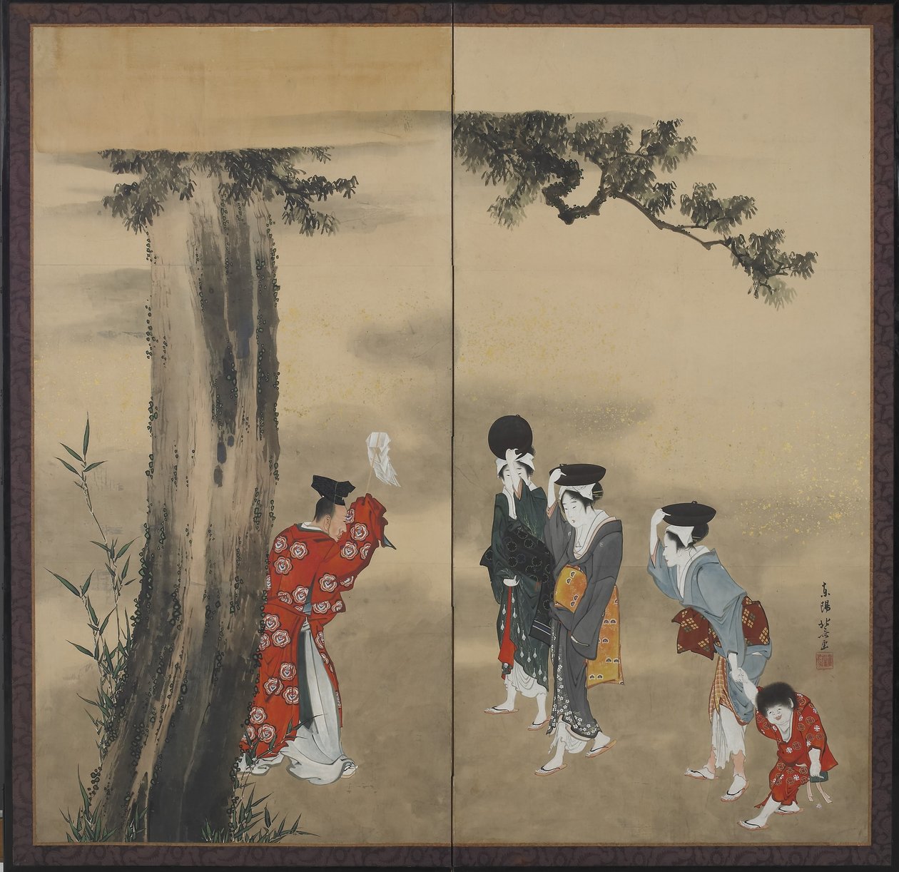 神官と3人の女と子供 作： 北斎勝鹿