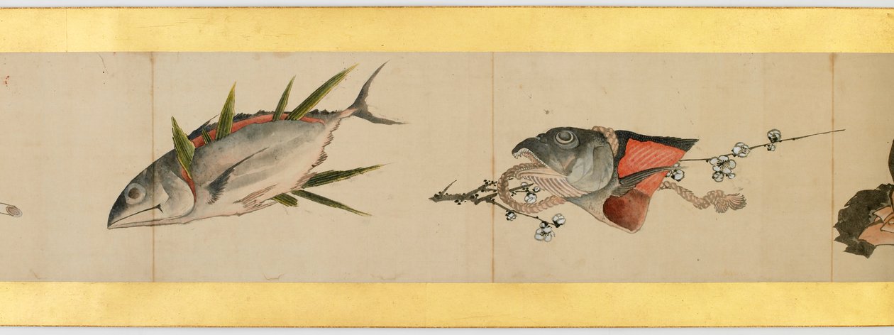 江戸時代の雑画入り手巻の詳細 作： 北斎勝鹿