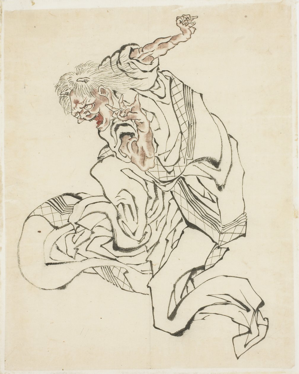 女性鬼（民話イラスト）、ca。 1815-49（紙にインクと色） 作： 北斎勝鹿