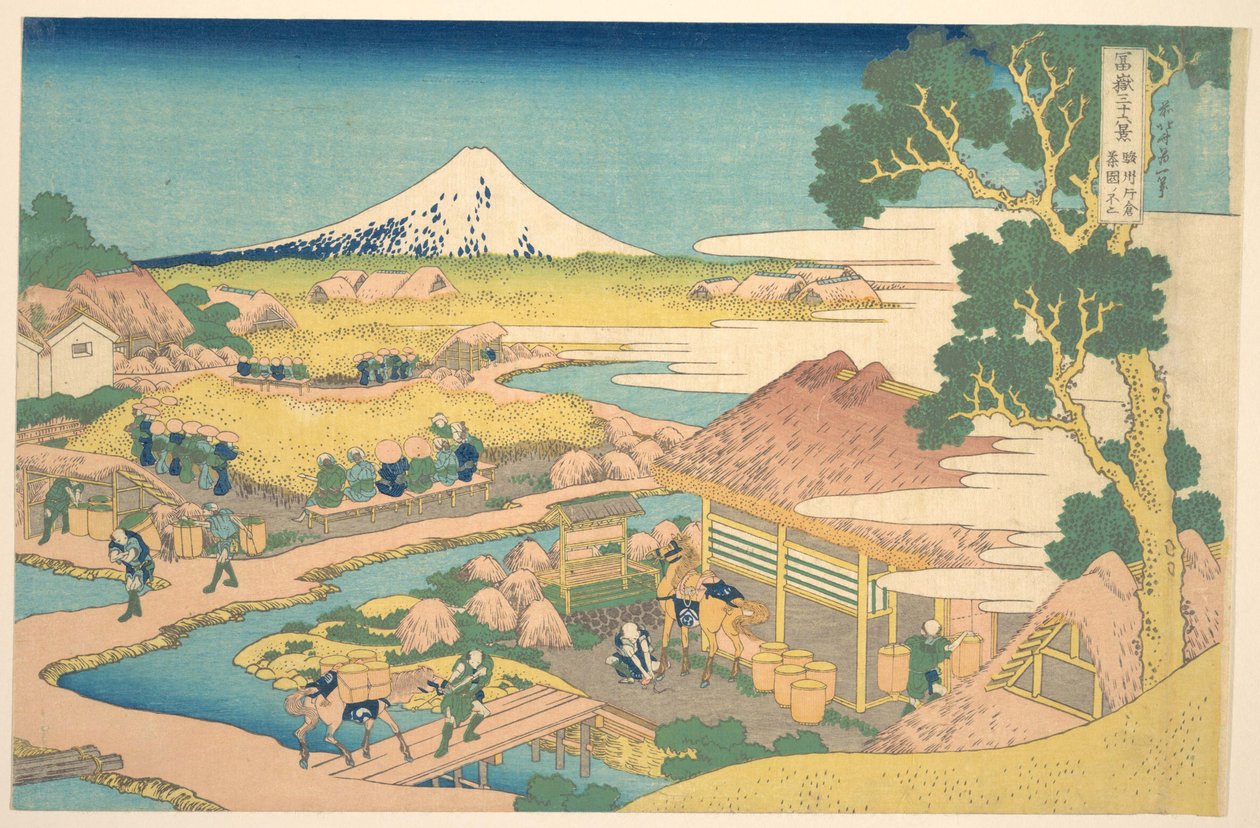 『富士山三十六景』シリーズより、「駿河・片倉茶園の富士」（『富士山三十六景』） 作： 北斎勝鹿