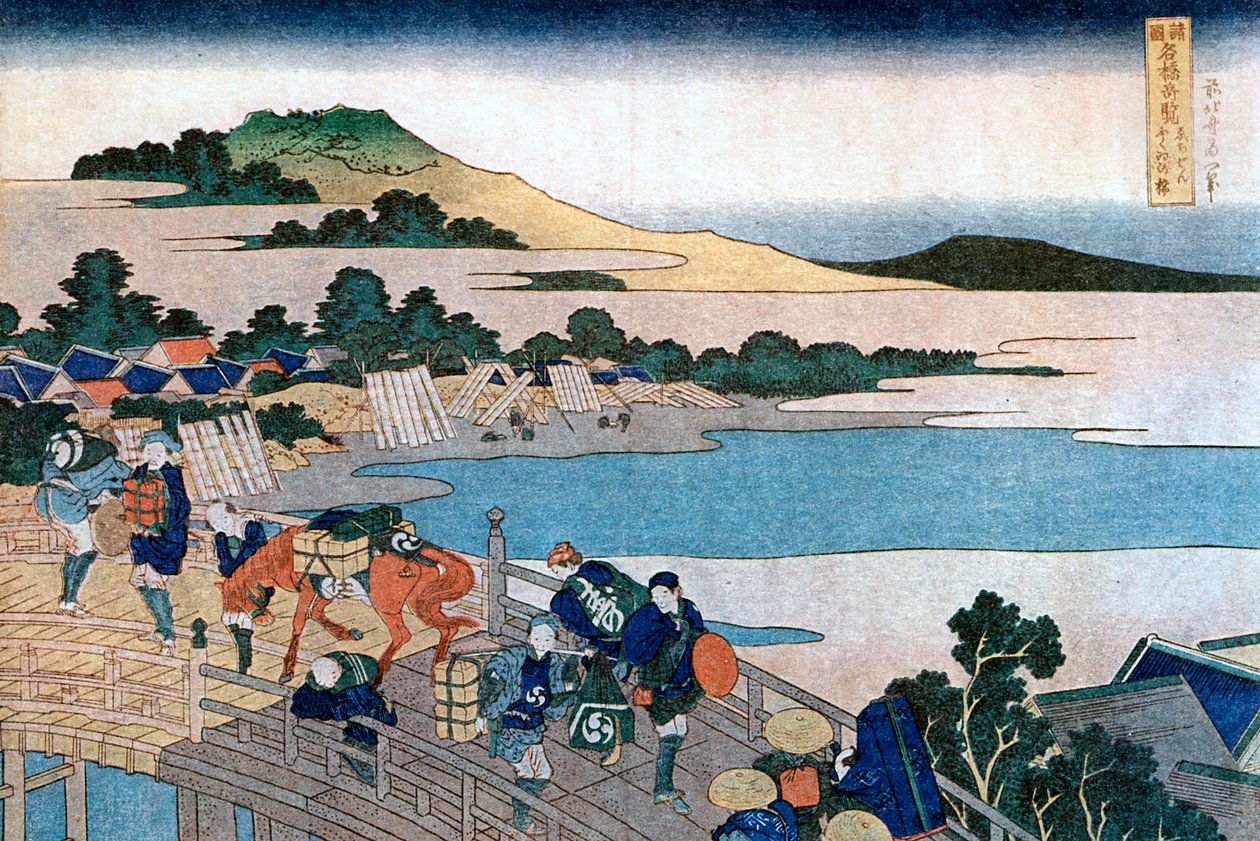 Fukui Bridge, Province of Echizen, c1785-1849. 作： 北斎勝鹿
