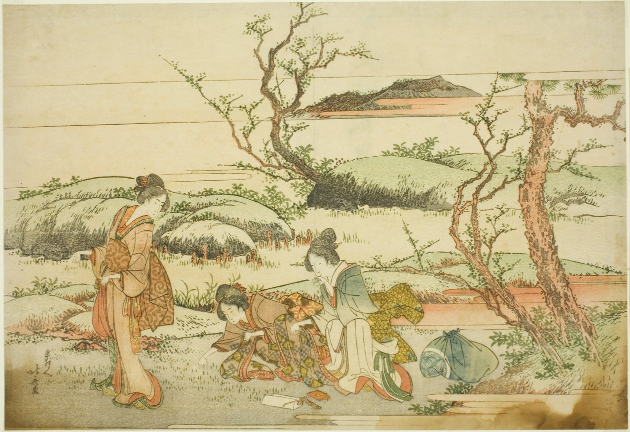 アルバム「春の富士」より 春の青物拾い 作： 北斎勝鹿