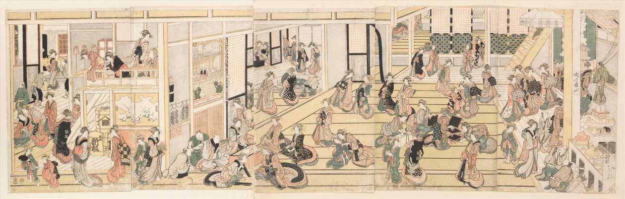 吉原の「荻屋」遊郭での元日 作： 北斎勝鹿