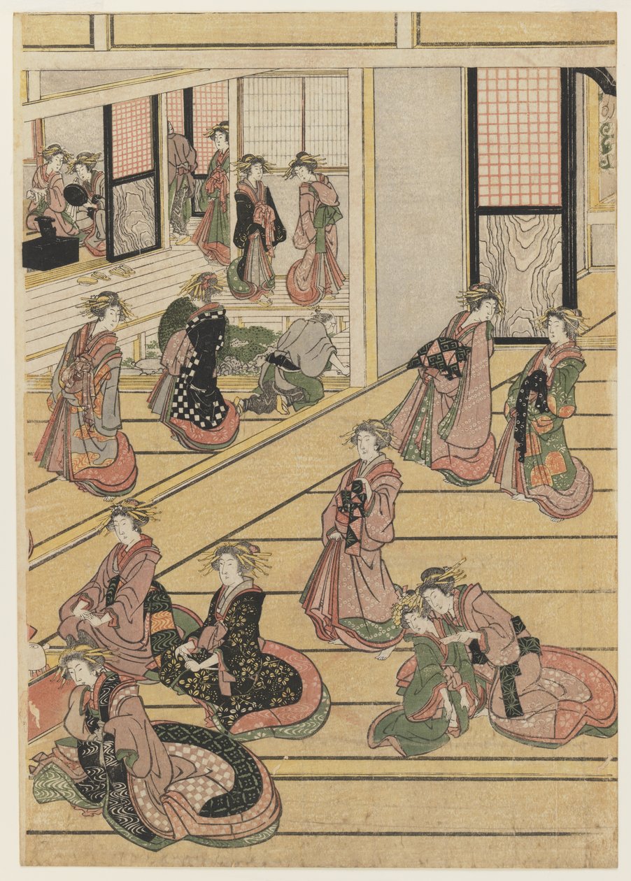 茶屋の正月 扇屋 1810年頃（カラー木版画）（セットは277795～277797参照 作： 北斎勝鹿
