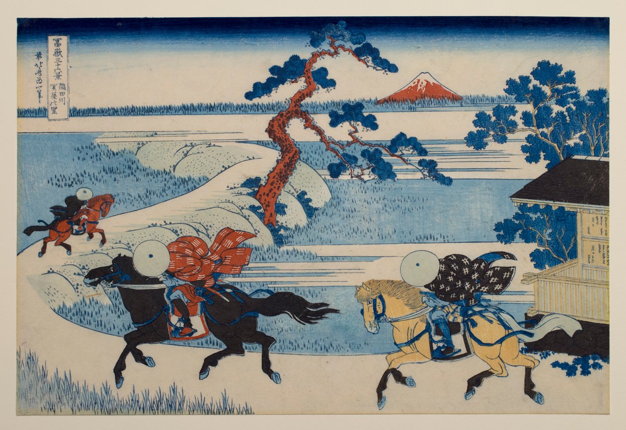 『富嶽三十六景』シリーズより、隅田川沿いの関谷村 作： 北斎勝鹿