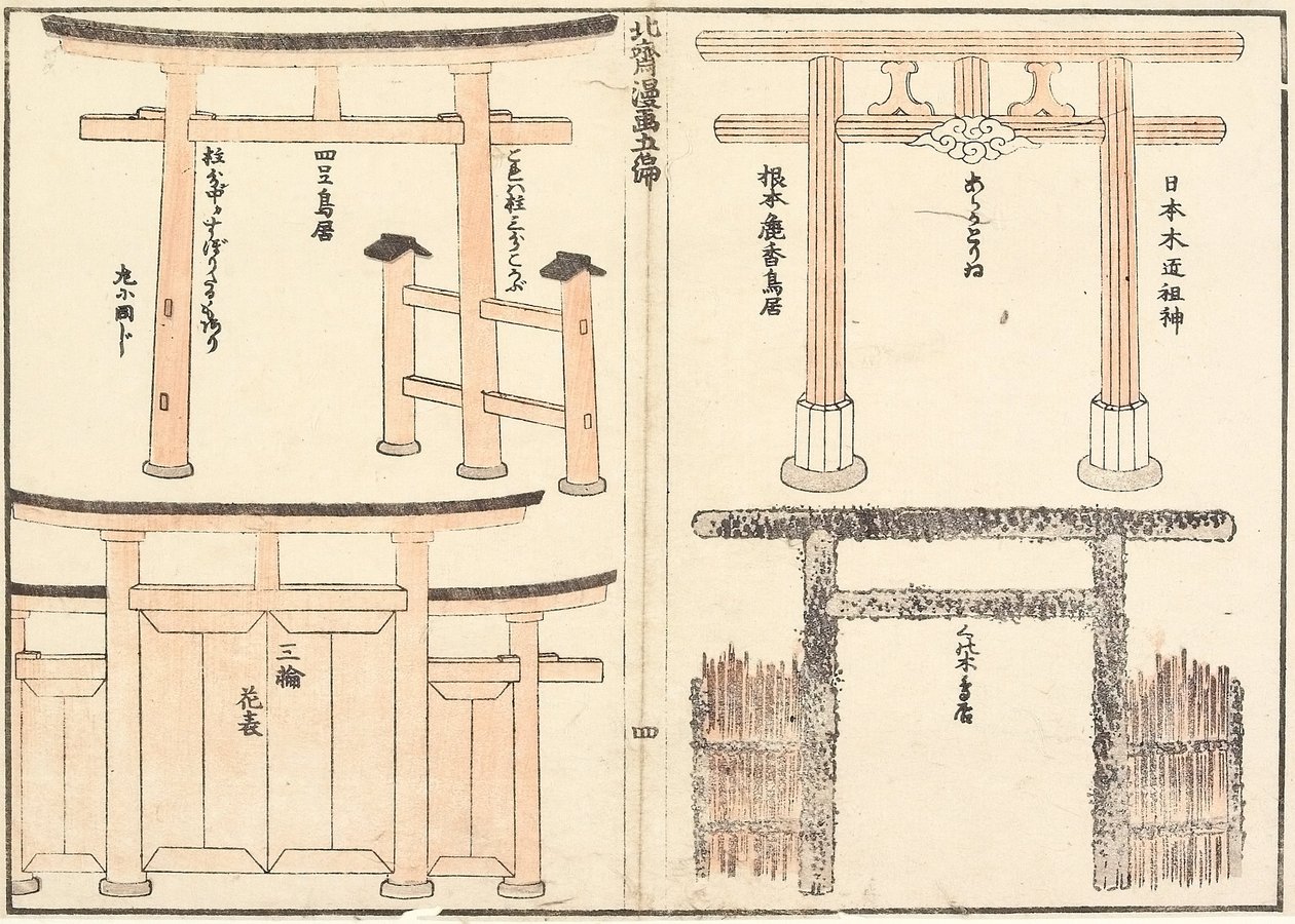 さまざまな種類の鳥居 作： 北斎勝鹿