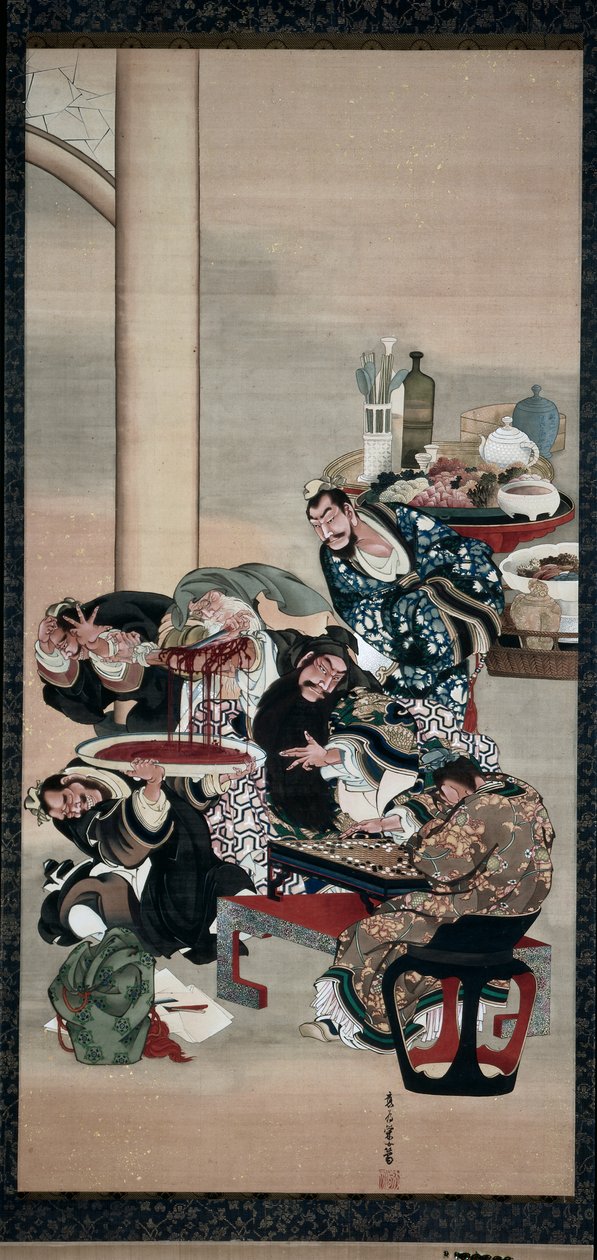 1840年代の関羽の腕での手術。 作： 葛飾応為