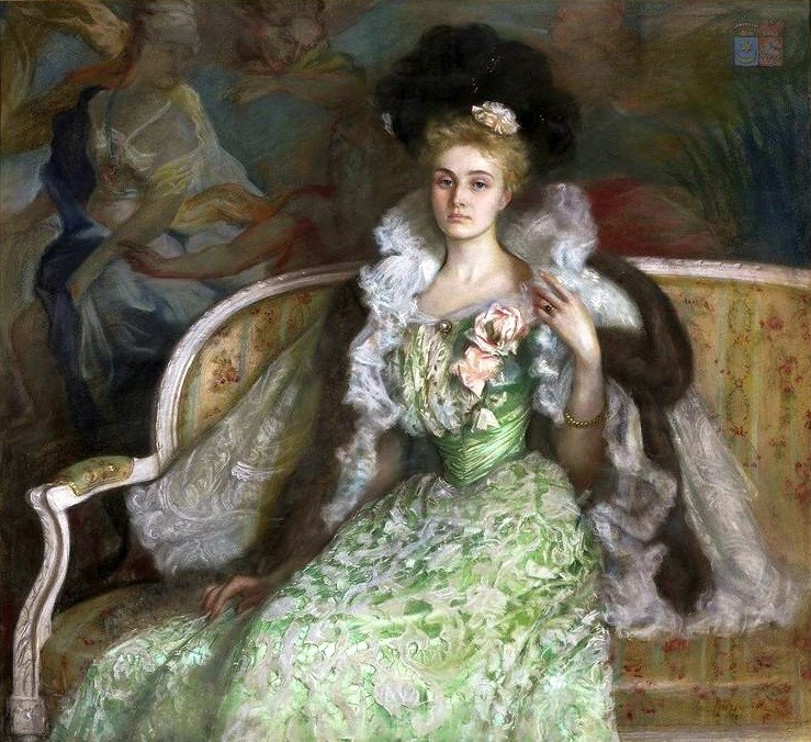 Jadwiga Tyszkiewiczowa nee Czetwertynskaの肖像。 作： カジミエシュ・モルダセビッチ