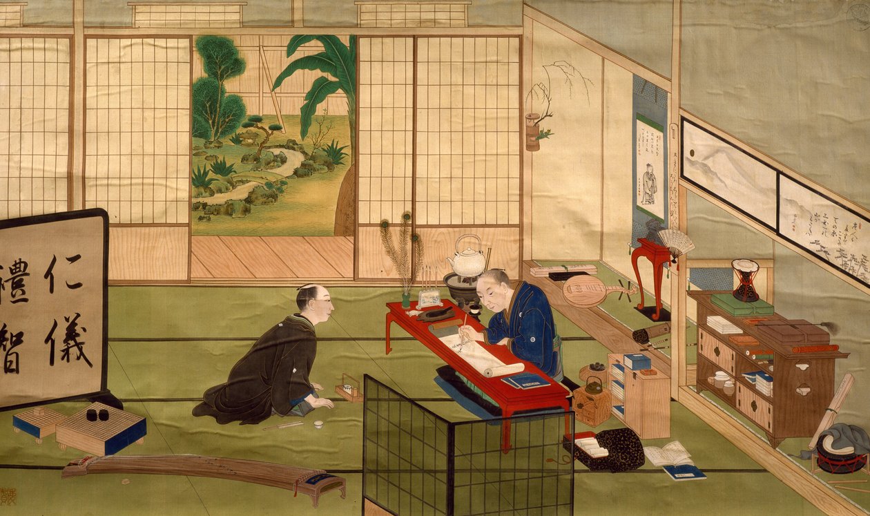書道家の研究 川原慶賀（1786-1860年頃） 水彩画 日本 日本文明 19世紀初頭 作： 川原慶賀