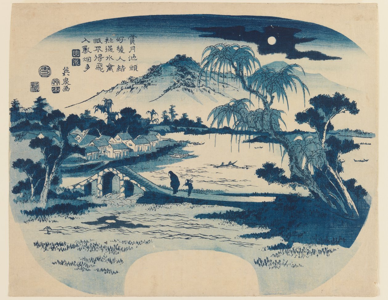 正月池の眺望、1829年（色木版画） 作： 圭西鉄