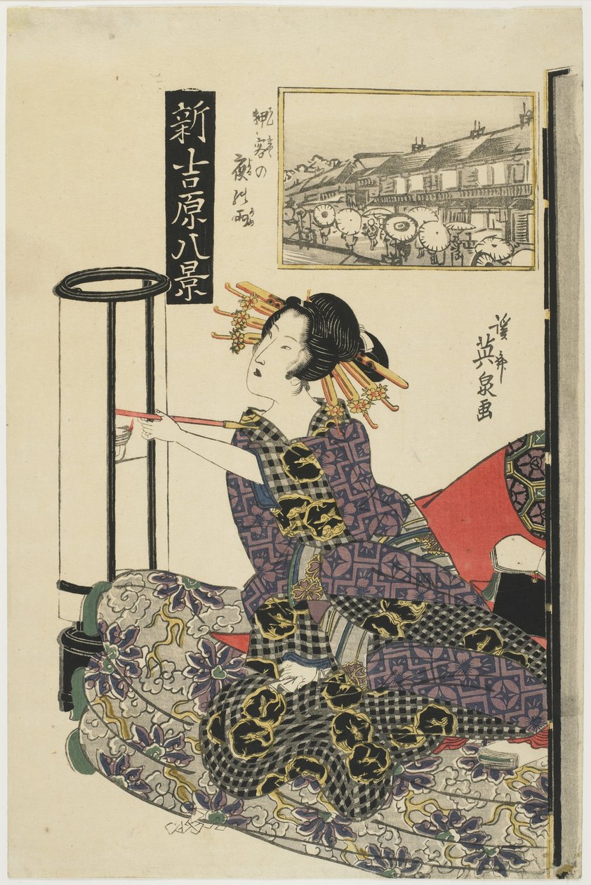 常連客との雨の夜c。 1820年代 作： 圭西鉄