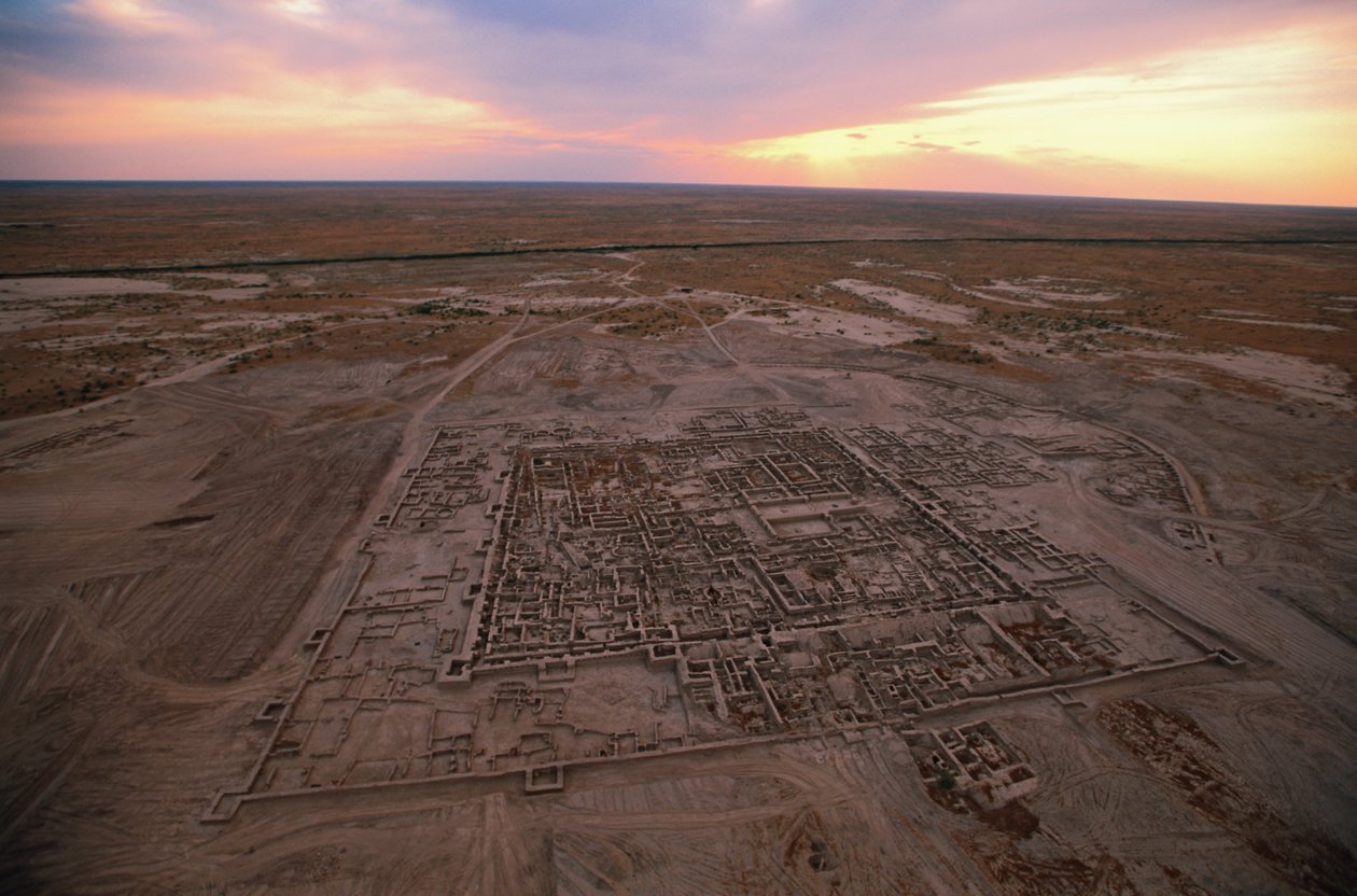 発掘現場の空撮; オクサス文明; トルクメニスタン; ゴノール・デペ遺跡; ビクター・S..., 2004年（写真） 作： ケネス・ギャレット