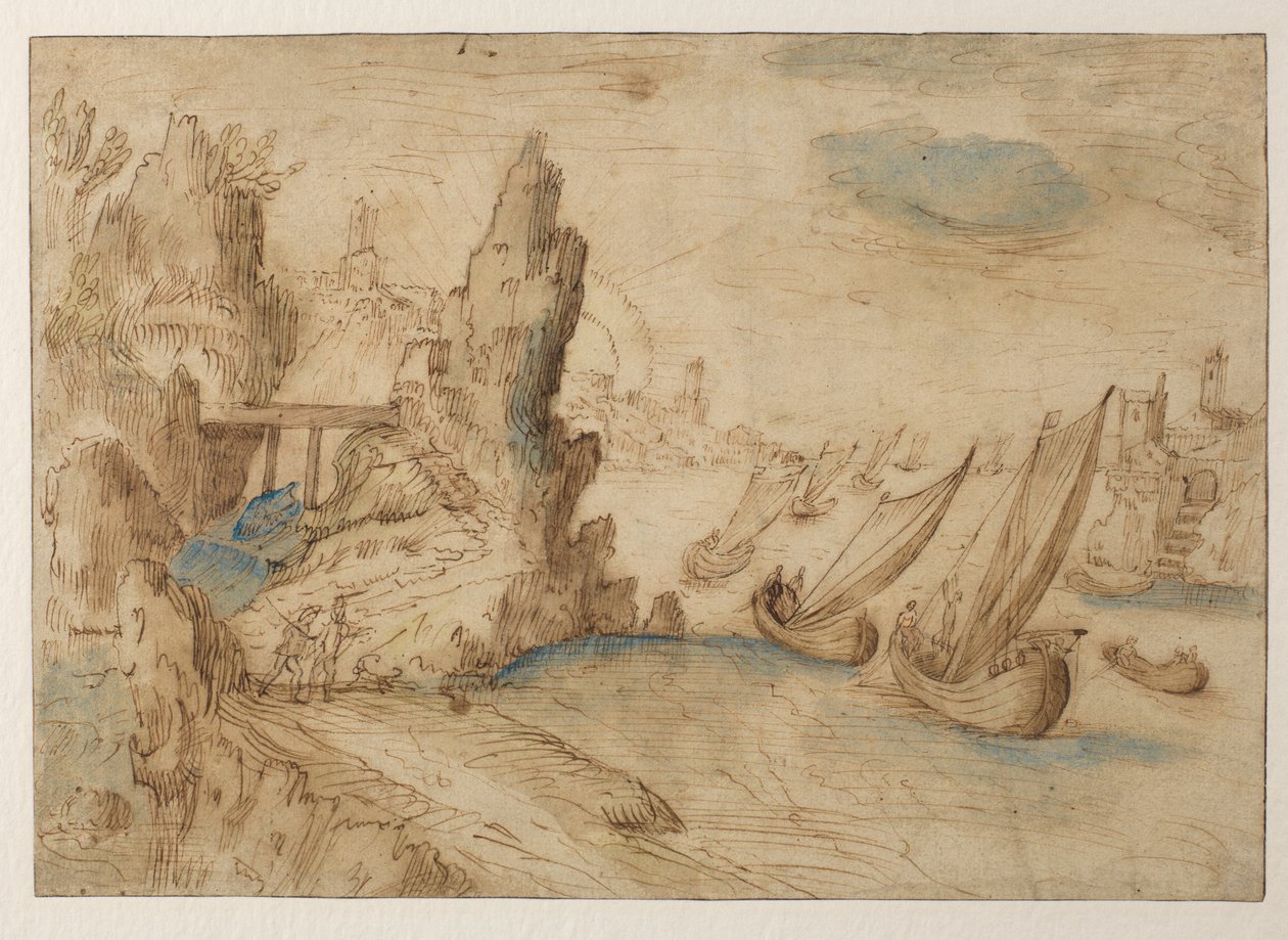 漁船のある架空の海岸シーン、1575-1633 作： Kerstiaen de Keuninck