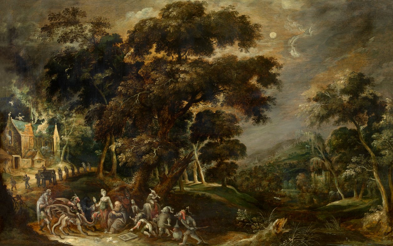 Paisagem com a Tentação de Santo Antônio Magno do Egito (óleo sobre painel) 作： Kerstiaen de Keuninck