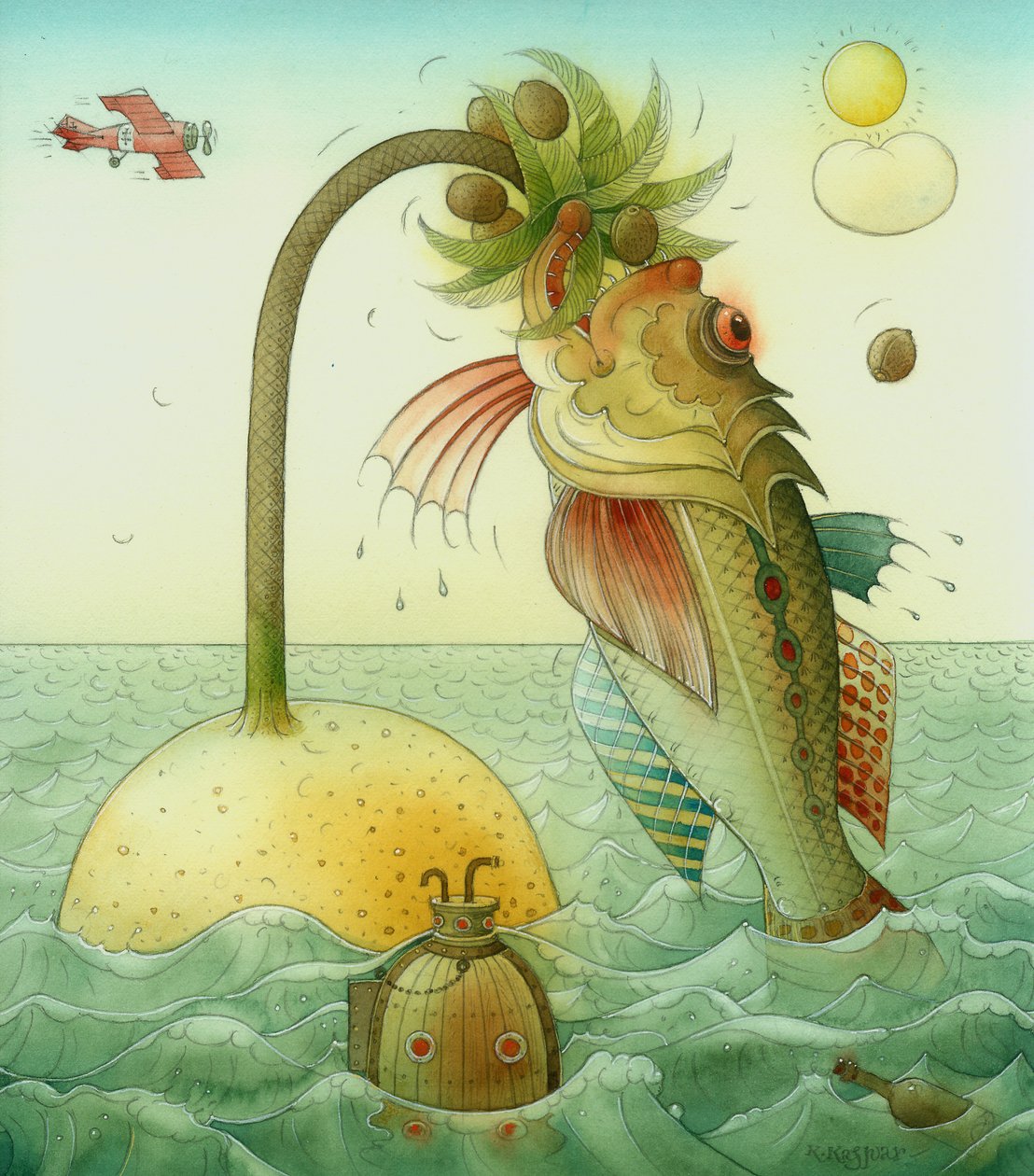 魚、2006（紙にトイレ） 作： ケスティス・カスパラヴィシウス