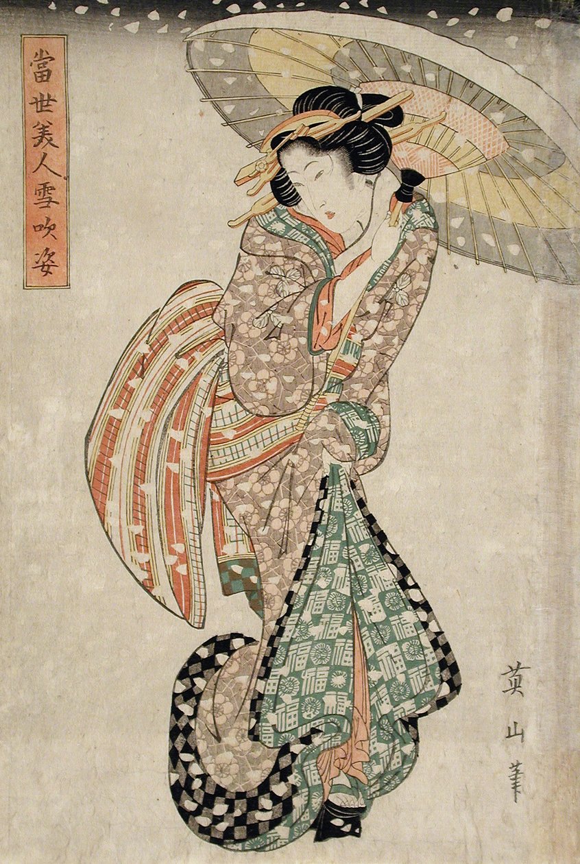 吹雪の中の現代美人 作： 菊川栄山