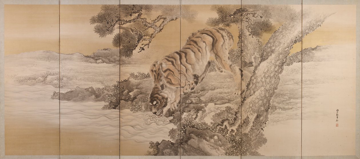 酒呑童子を描いた六曲一双の屏風 1749年～1838年 作： 岸がんく