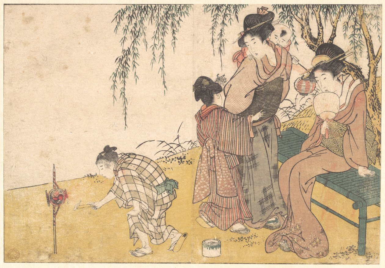 絵本『四季の花』に収録された「花火を打ち上げる子供」 作： 北川歌ro
