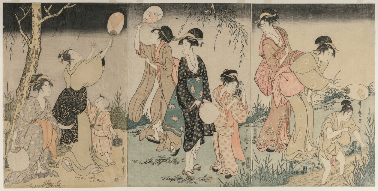 ホタルの捕獲c。 1796-1797。 作： 北川歌ro