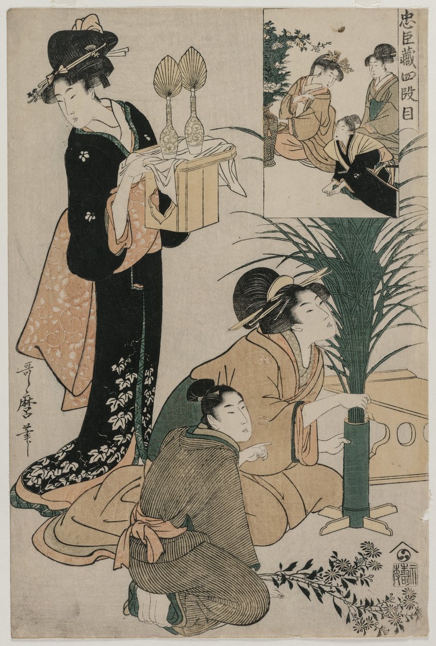忠臣蔵：忠誠の倉庫の第4幕、1790年代後半。 作： 北川歌ro