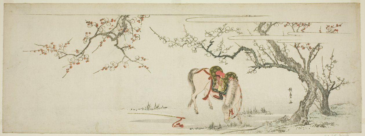 梅の花の下の馬 作： 北川歌ro