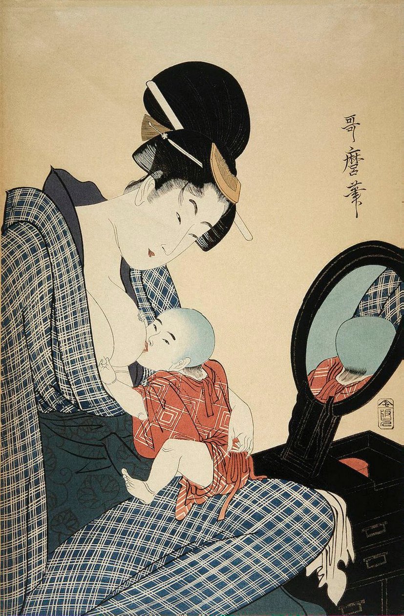 母と子、1797年。 作： 北川歌ro