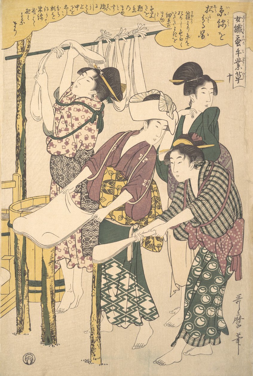 シルクフロスのメイキング、約。 1790年。 作： 北川歌ro