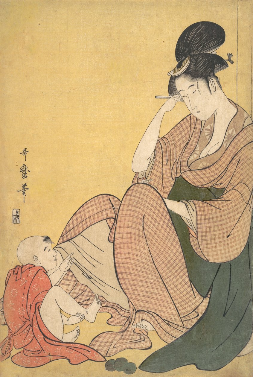 女と子供、1794-95年頃。 作： 北川歌ro