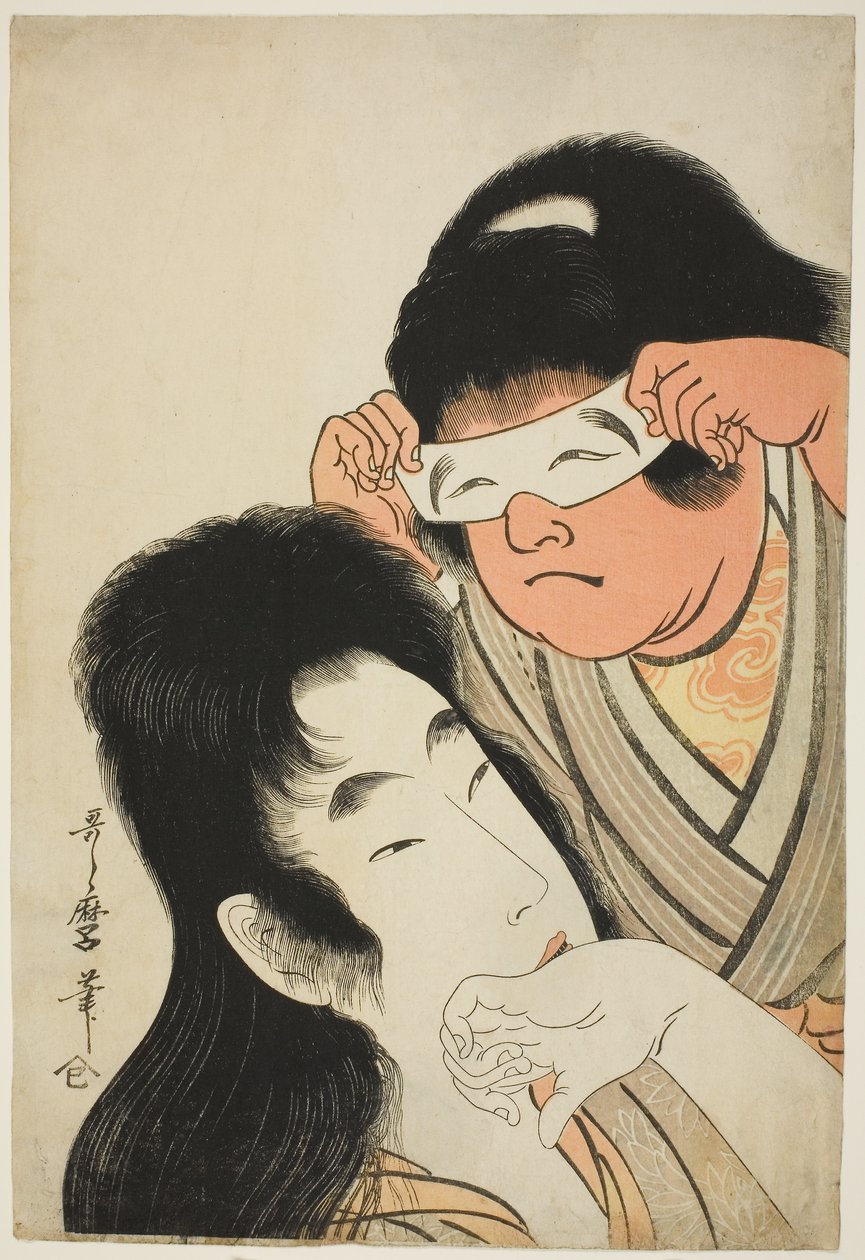 山姥と玩具の面を持つ金太郎 1801-4年頃（錦絵・大判） 作： 北川歌ro