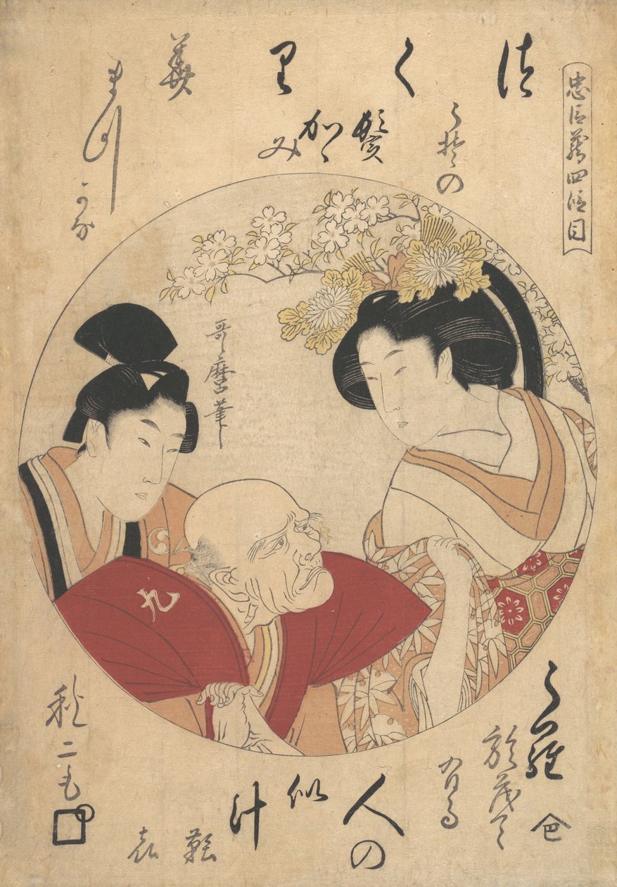 若い男性、老人と女性、カリフォルニア州。 1798年。 作： 北川歌ro