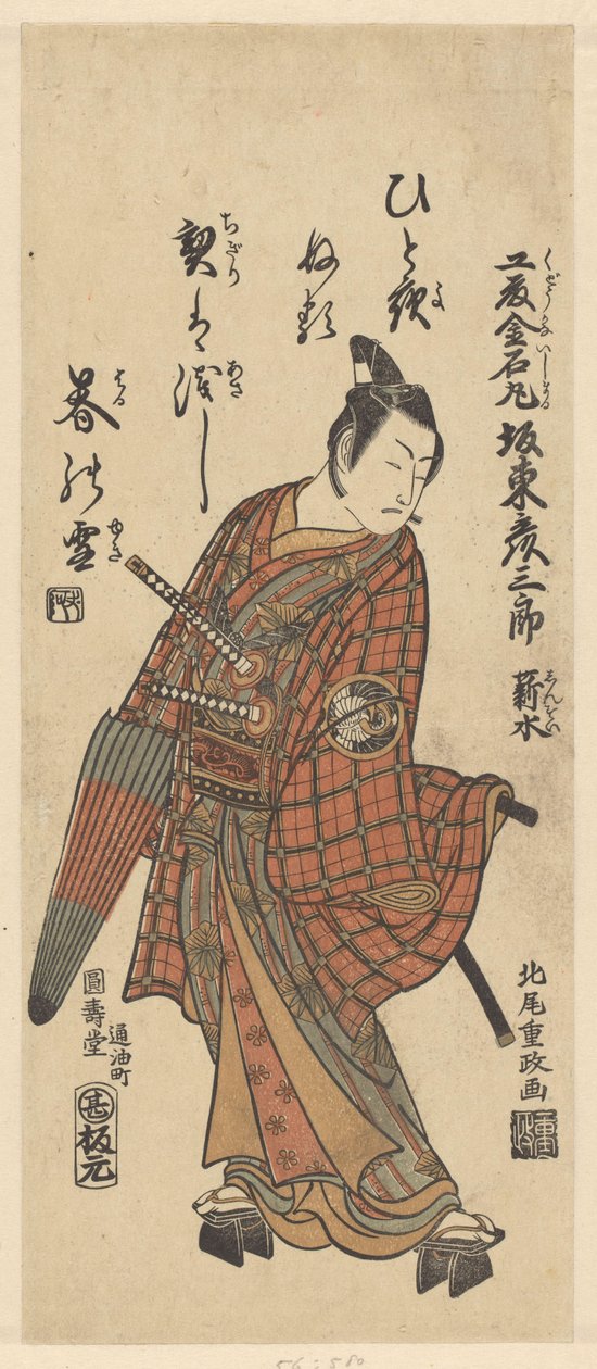 俳優の肖像画と詩 作： 北尾重政