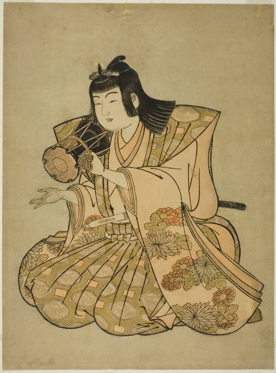 The Hand-Drum Player, 無題の 5 人のミュージシャンのシリーズから 作： 北尾重政