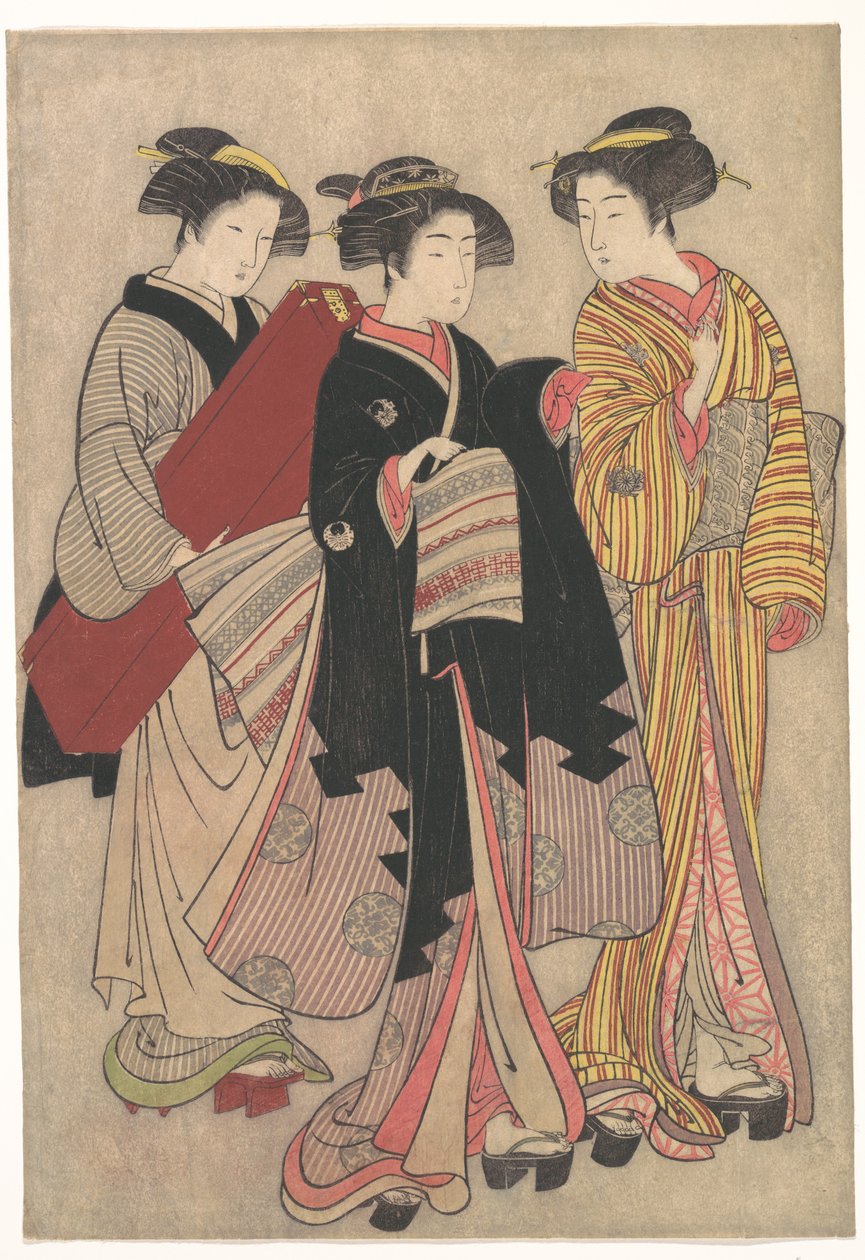 散歩する二人の芸者 作： 北尾重政