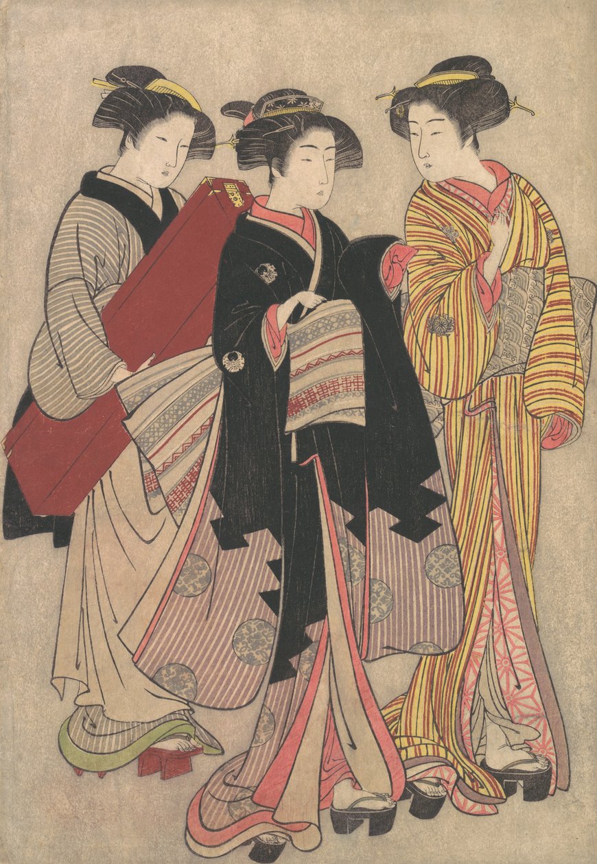 二人の芸者の散歩、1739年から1820年。 作： 北尾重政
