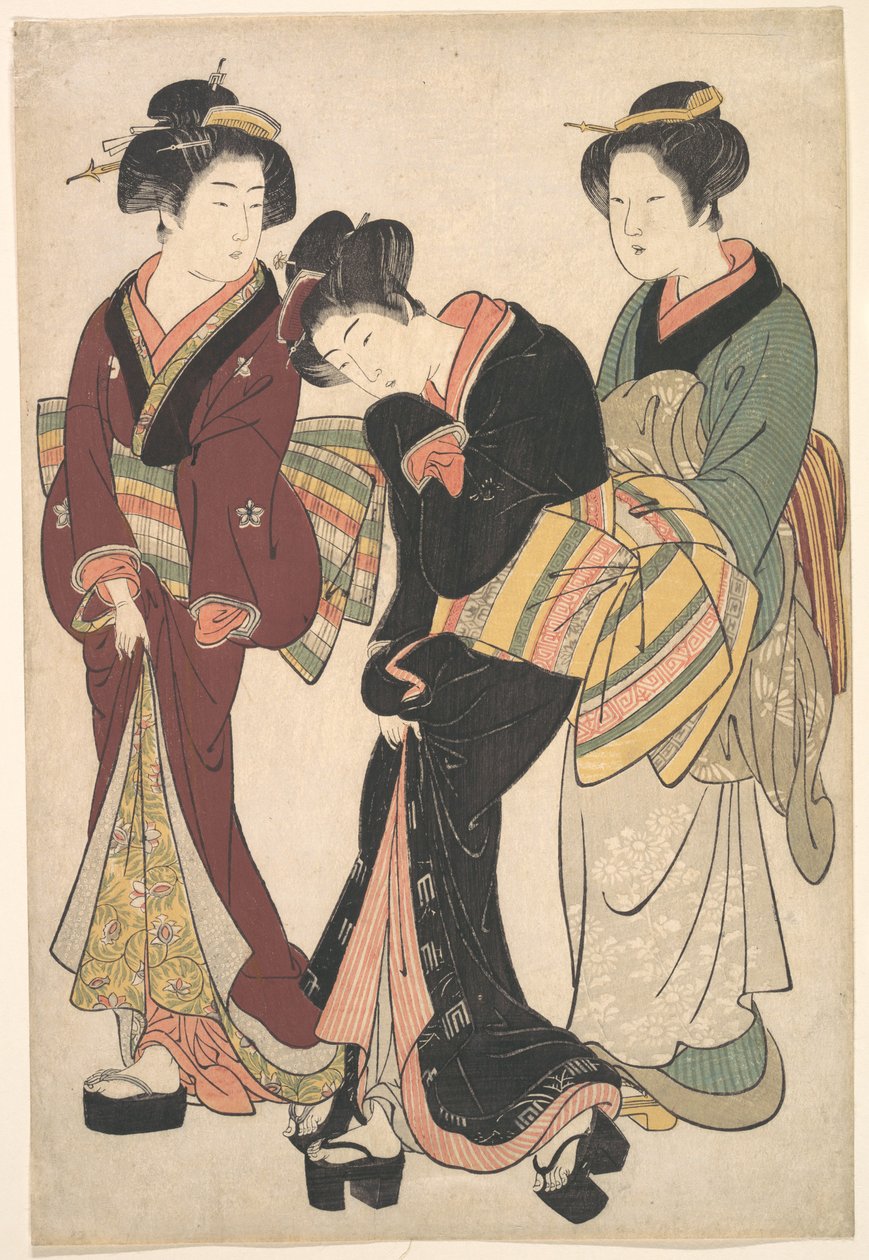 二人の芸妓と一人のメイド 作： 北尾重政