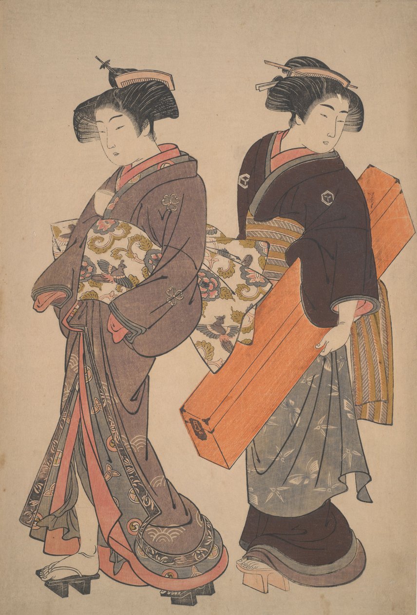 約束の場所へ向かう侍女を伴った女性 作： 北尾重政