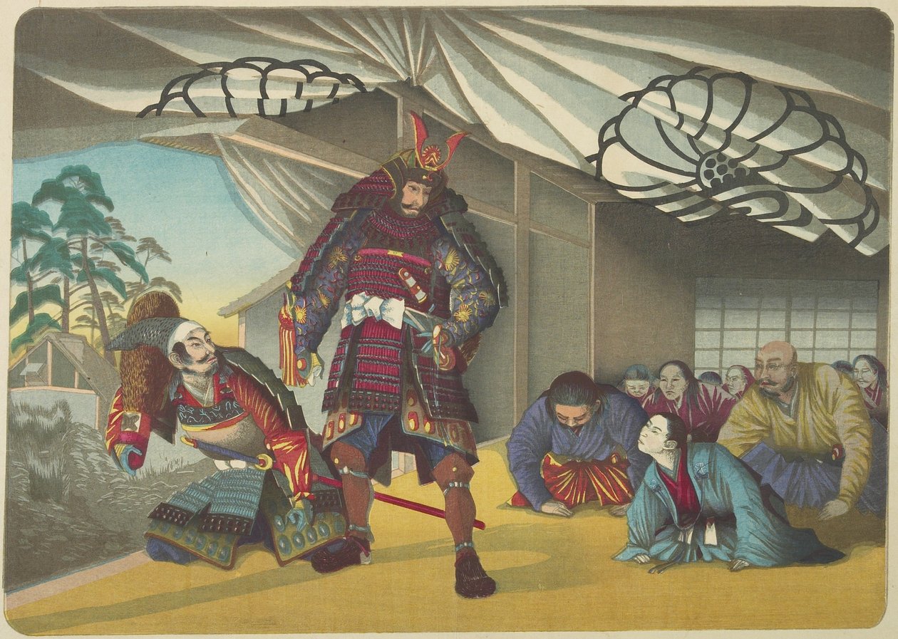 （戦闘に向けて出発する戦士）、c。 1880〜1899 作： 小林清親