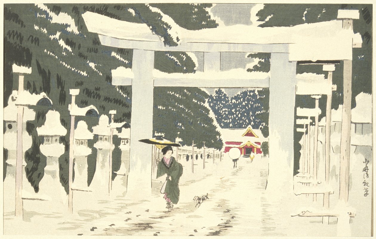 上野東照宮の大雪 作： 小林清親