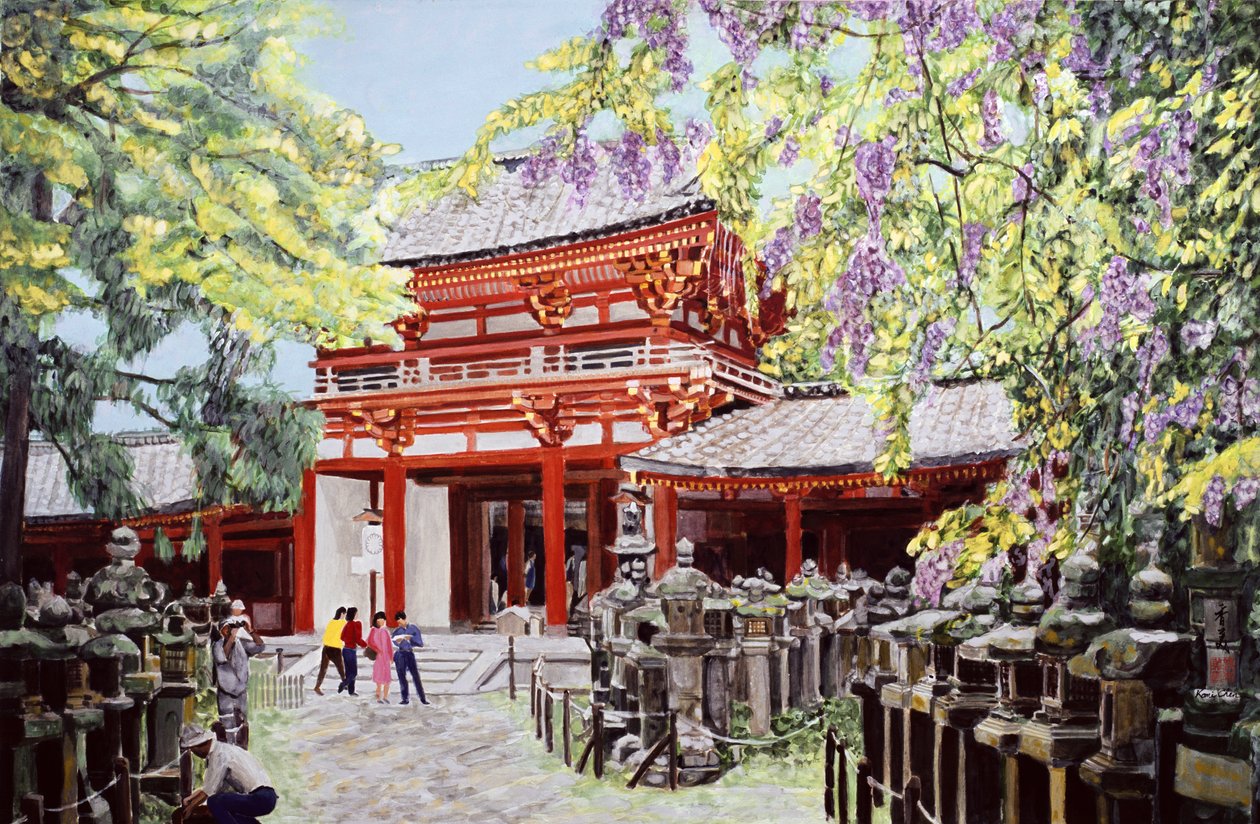 藤の花、1989年（ライスペーパーにガッシュ） 作： コミ・チェン