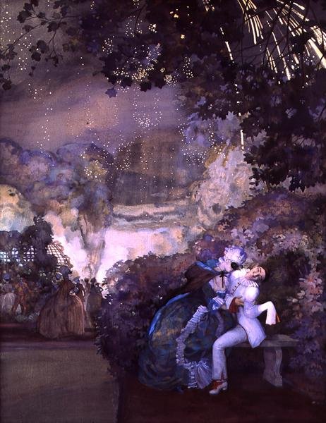 花火、1910年（キャンバス上でトイレとガッシュ） 作： コンスタンチンアンドリービッチソモフ