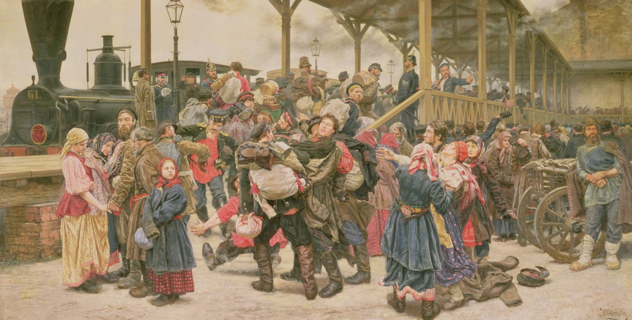 戦争への出発、1888 作： コンスタンチン・アポロノビッチ・サヴィツキー