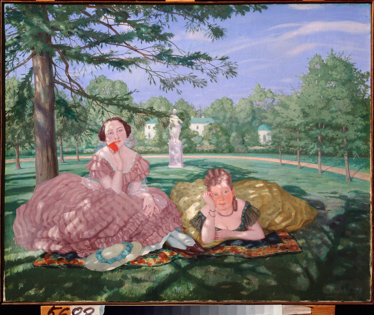 公園の二人の女性 - コンスタンチン（コンスタンチン）アンドレーエヴィッチ・ソモフ（1869-1939）による絵画、キャンバスに油彩 作： コンスタンチンアンドリービッチソモフ