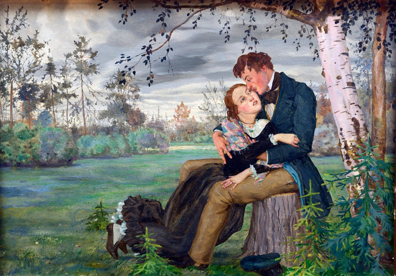 恋人たち par Somov, Konstantin Andreyevich (1869-1939) 作： コンスタンチンアンドリービッチソモフ